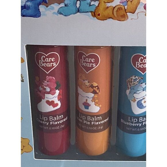 4 Pack Taste Beauty Care Bears Lip Balms Cherry Pecan Pie Blueberry Peppermint - Picture 3 of 10